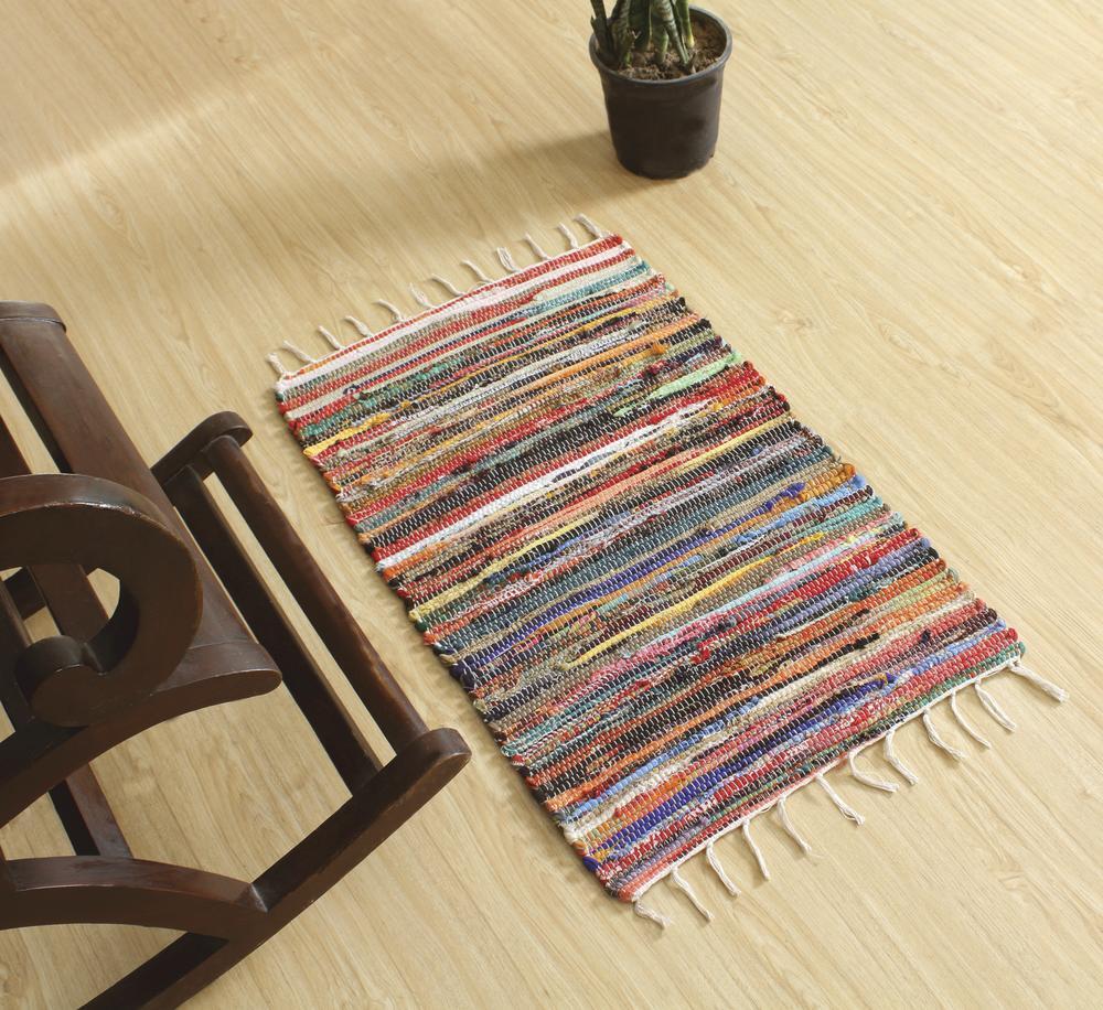 Chindi Hand Woven Cotton Blend Rag Rug 20″x30″ Multi-Color Ships Assorted Colors
