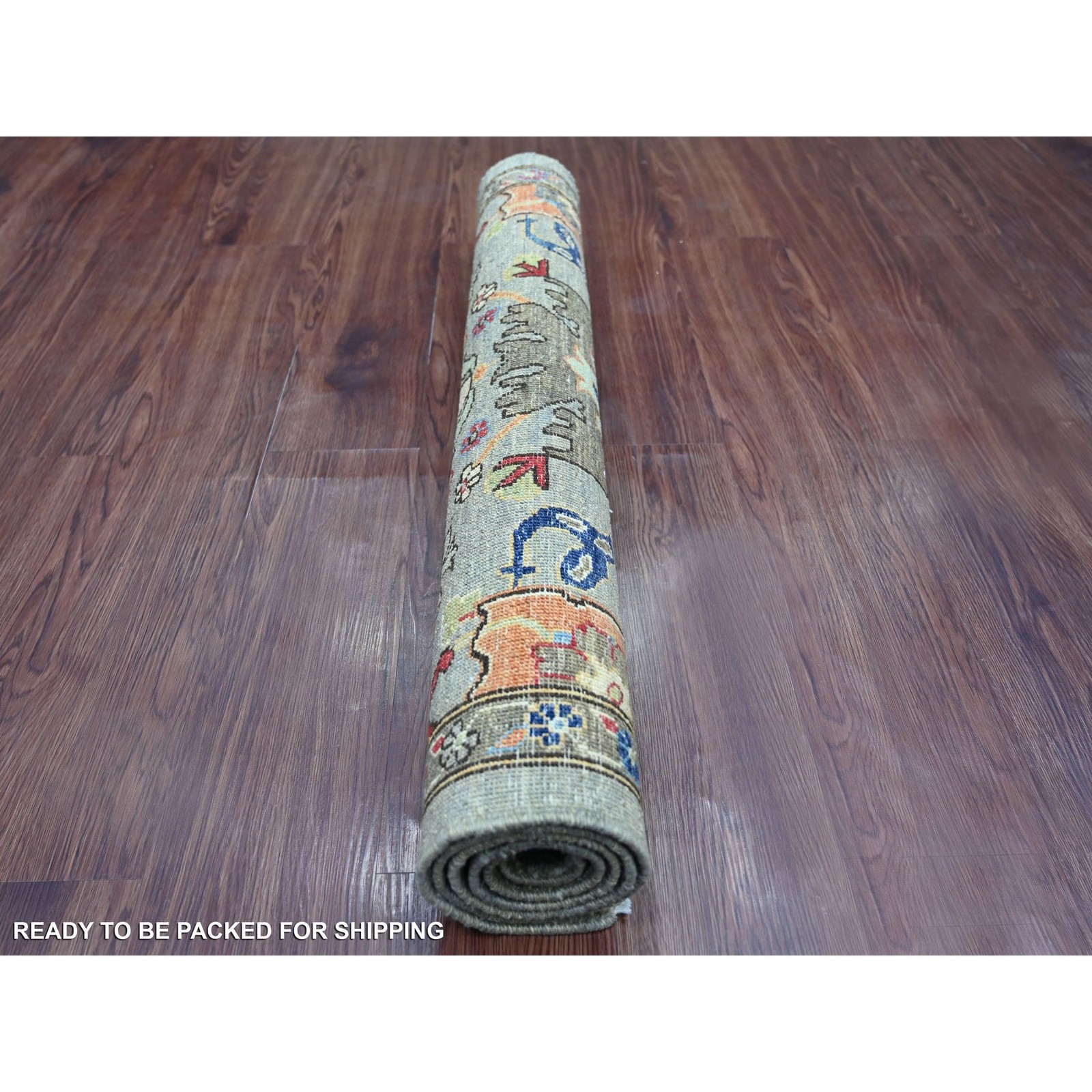 3’1″x5′ Gray Hand Knotted Heris All Over Design Aryana Grade Soft Wool Rug 21174