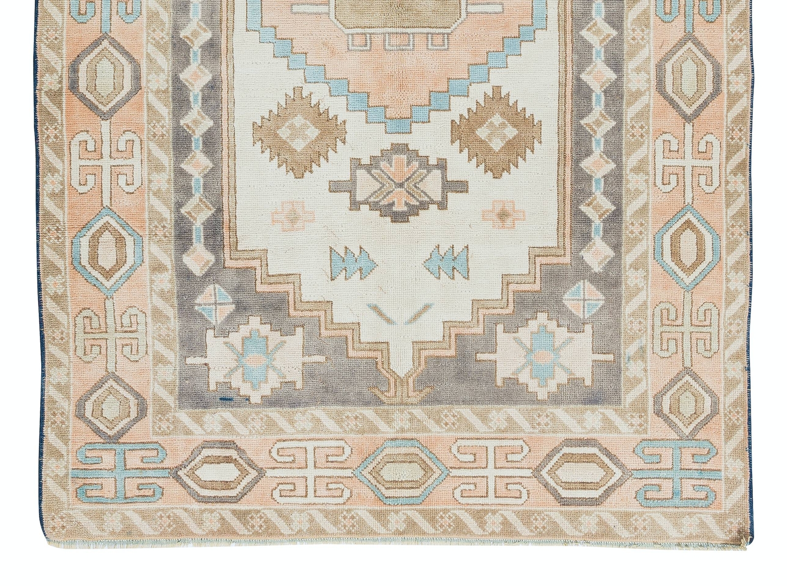 4.5×6.7 Ft Modern Geometric Wool Area Rug, All Wool, Hand Knotted Turkish Carpet