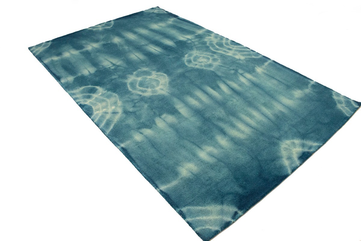 5×8 Hand-Tufted Teal Wool Rug Modern Tie-Dye Style Carpet Contemporary Decor