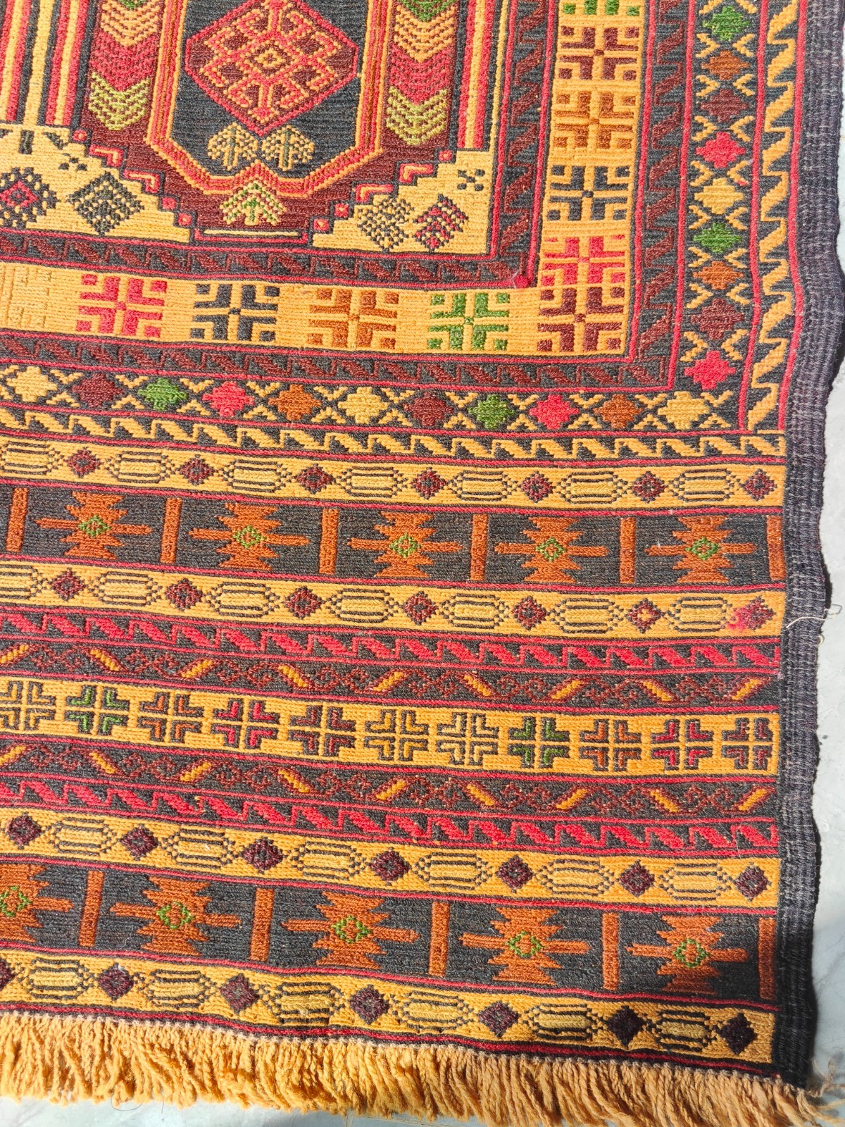 Amazing Hand Knotted Afghan Kilim Wool Area Rug 4.6 x 3.4 Ft