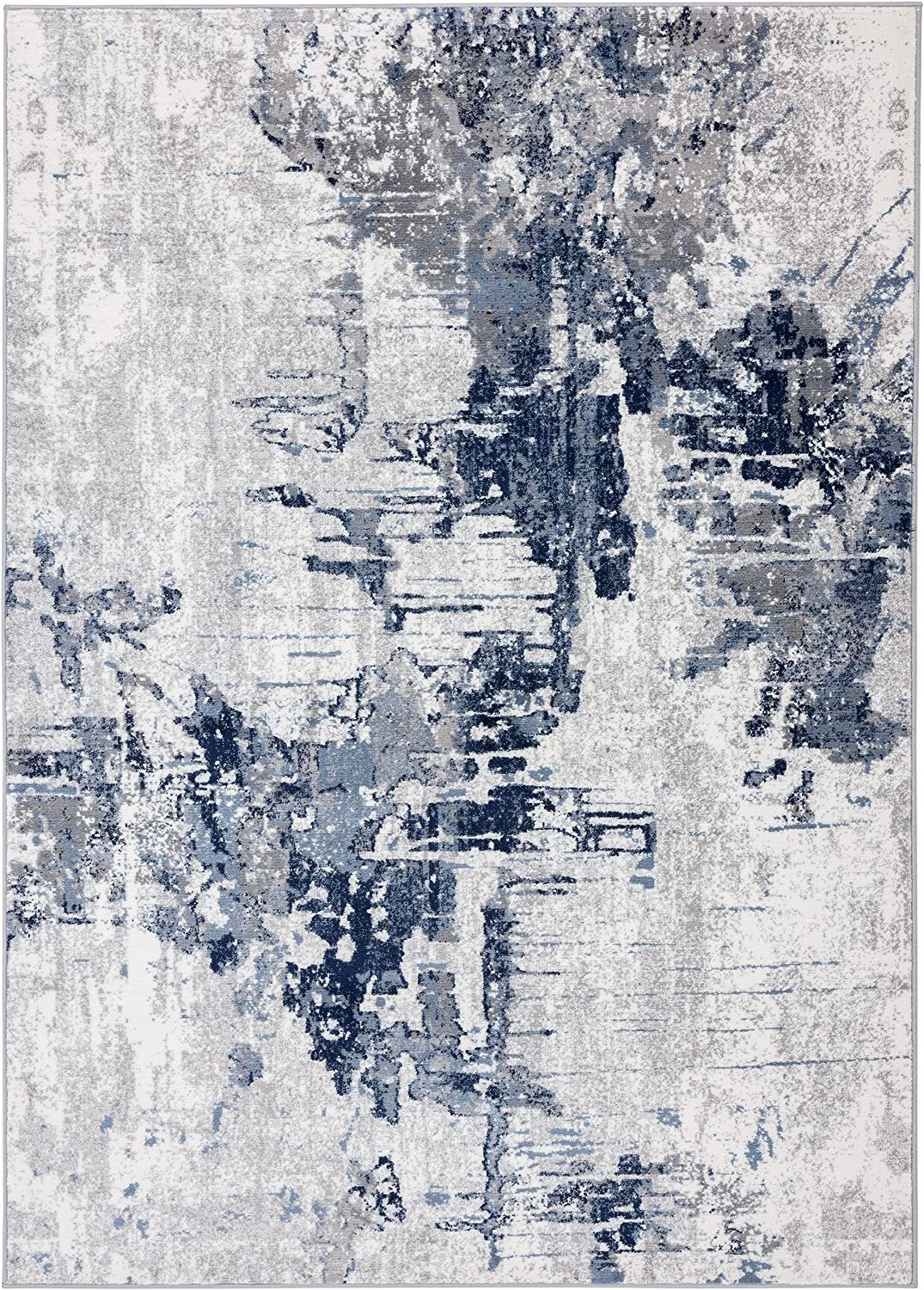 Contemporary Area Rug Blue Abstract Modern Rug Top Quality Carpets Premium Rugs