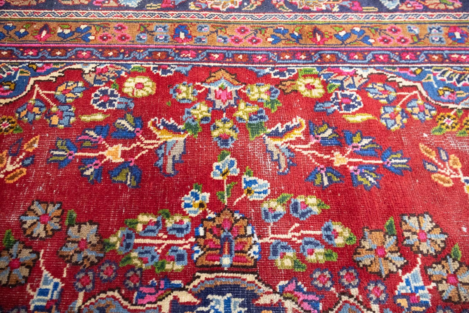 Semi-Antique Distressed Handmade Oriental Rug Living Room Carpet 9’7×12’6 Ft