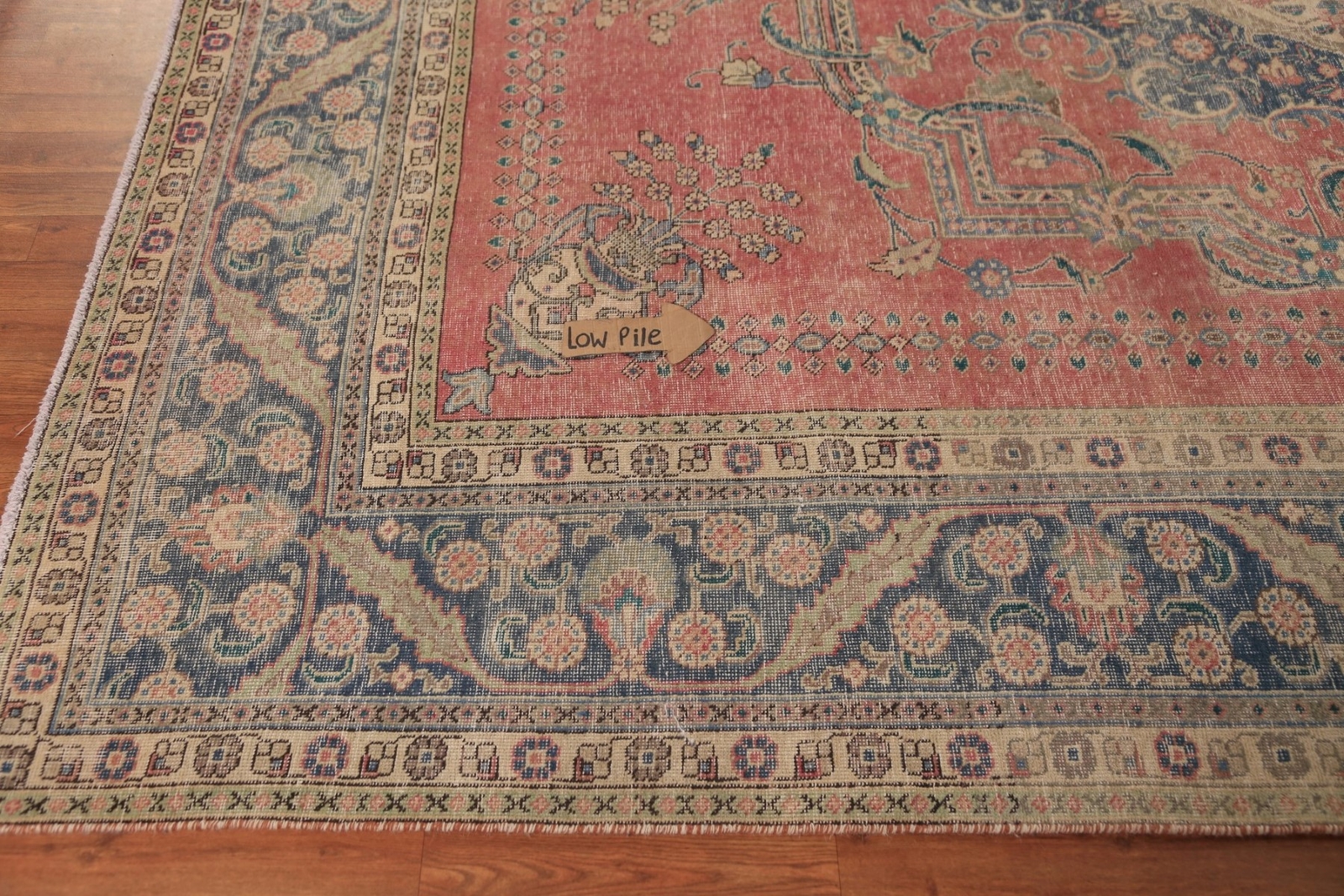 Vintage Red/ Navy Blue Geometric Tebriz Traditional Handmade Wool Area Rug 9×12