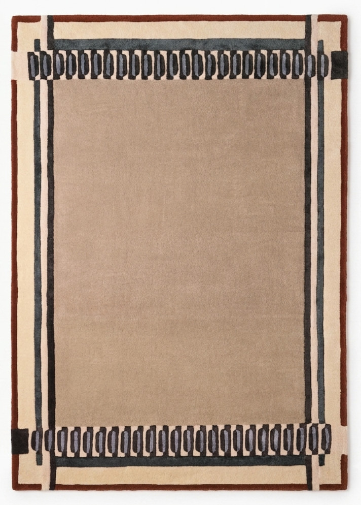 Hand Tufted Geometric Grand Beige Wool Contemporary Livingroom Area Rug 10×14 ft