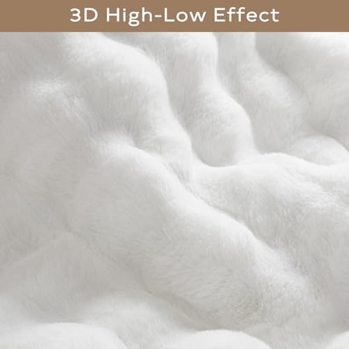 Ashler Faux Rabbit Fur Rug 2×6 FT Fluffy Soft Runner Area Rugs, 2 X 6 ft White
