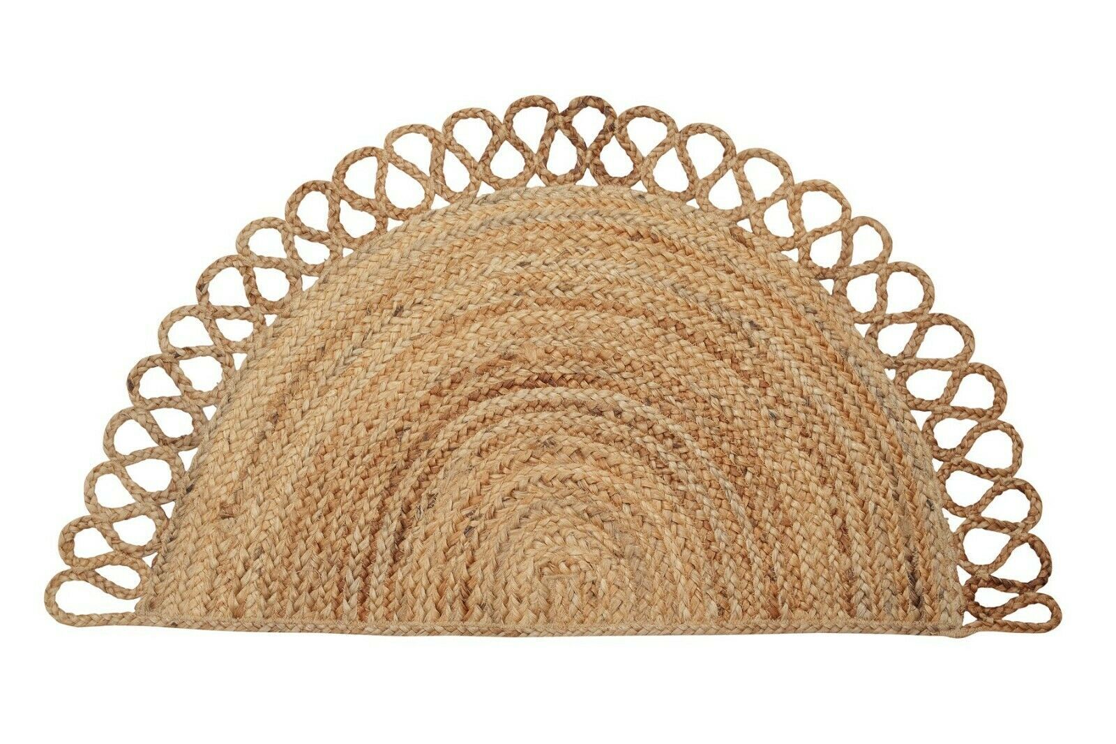 Jute Rug Half Circle Natural handmade reversible floor Door mat home decor rugs