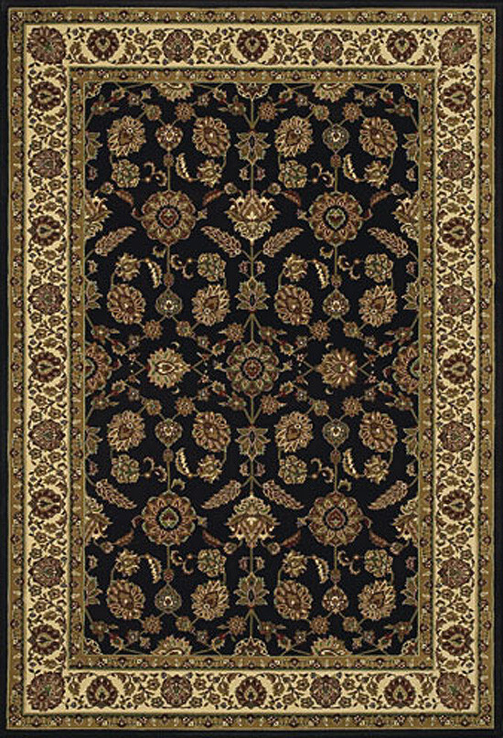 Black Bordered Synthetics Vines Leaves Flowers Area Rug 271D3 – Aprx 4’x6′