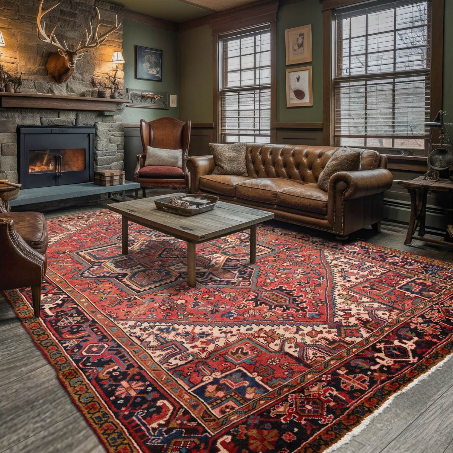 7’6″ x 11’1″ Early 20th century Antique Hand Knotted Wool Oriental Area Rug