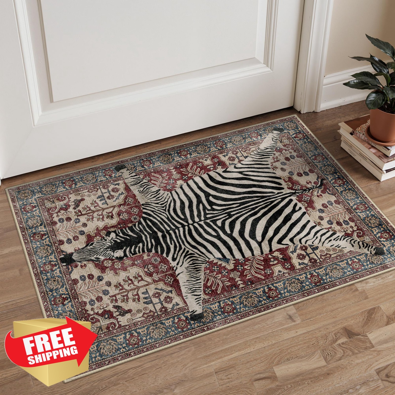 Bavni Zebra/Red Rug 2’x3′