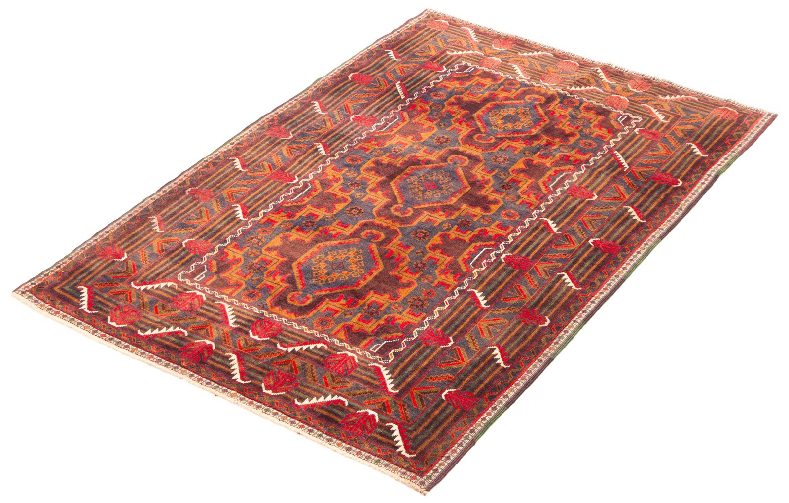 Vintage Hand-Knotted Area Rug 4’4″ x 6’4″ Traditional Wool Carpet