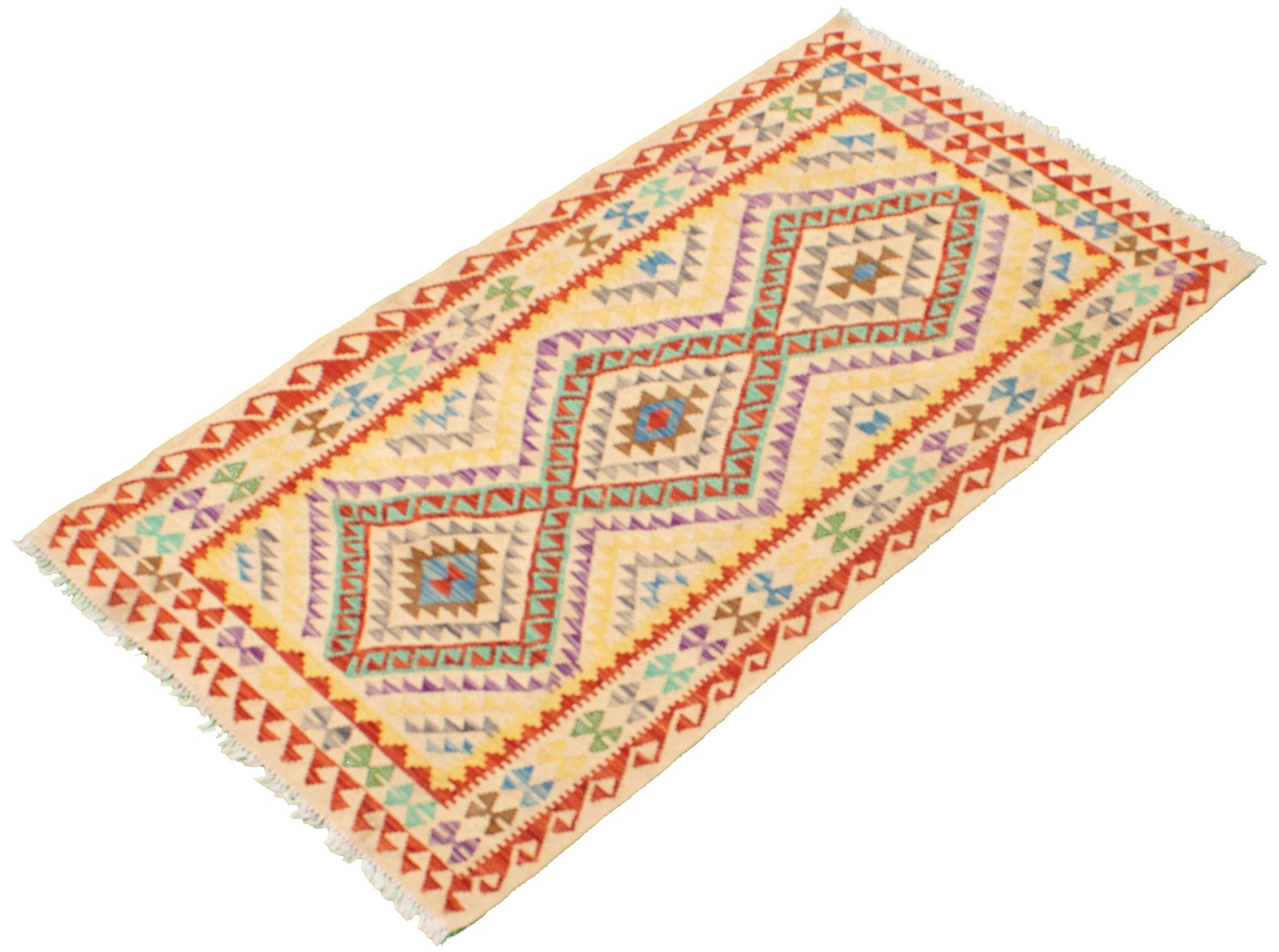 Vintage Hand Woven Area Rug 3’4″ x 6’3″ Traditional Wool Oriental Carpet