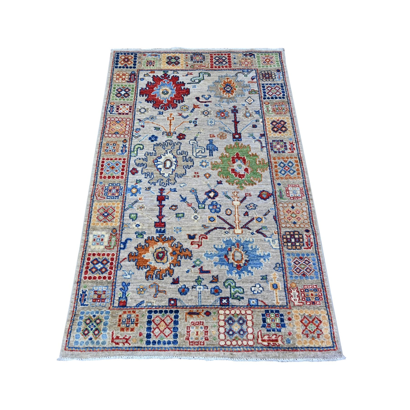 3’1″x5′ Gray Aryana Mahal Design Vegetable Dyes Oriental Rug R88341