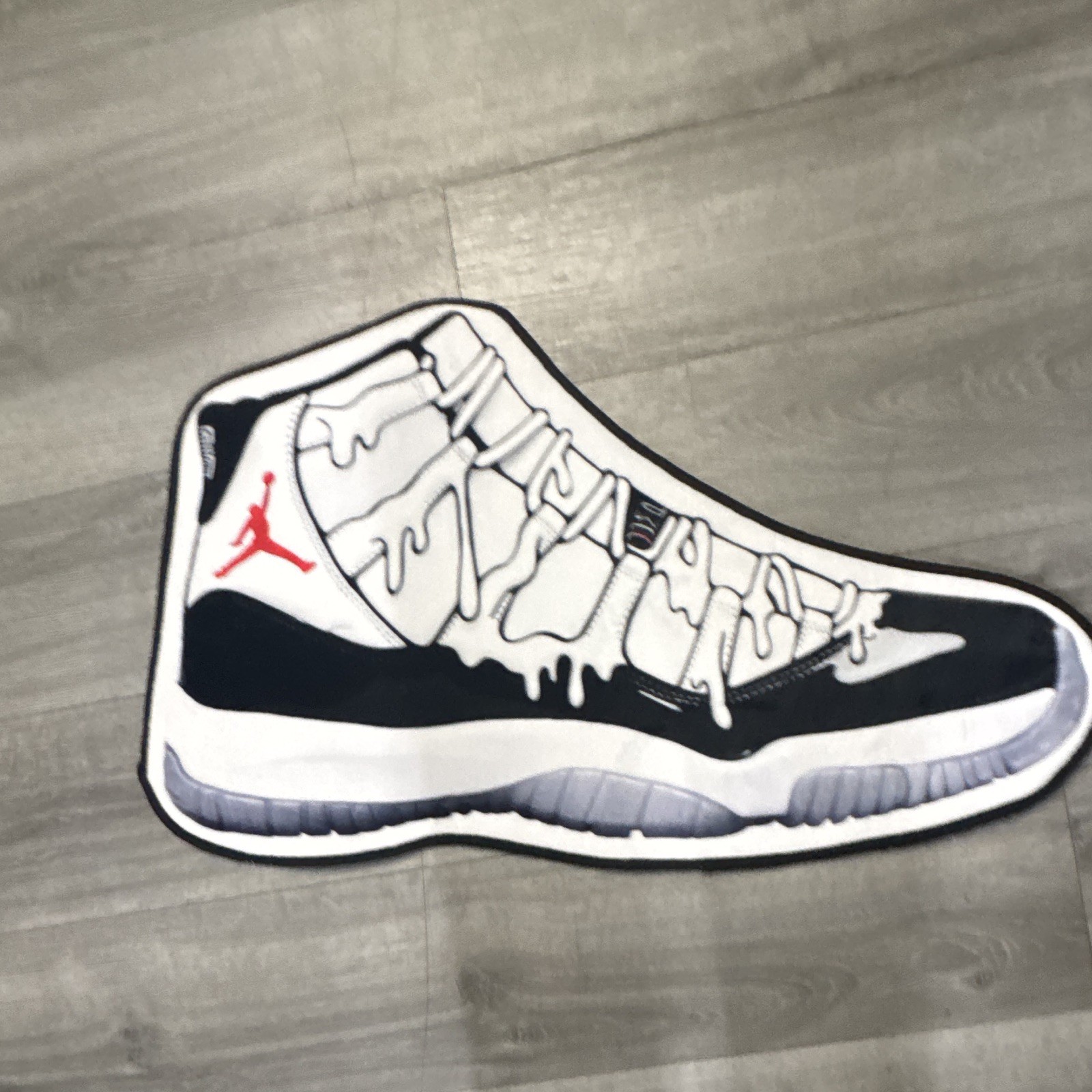 Air Jordan 11 Sneaker-Shaped Novelty Area Rug Non-Slip 36×18 Black/White/Red
