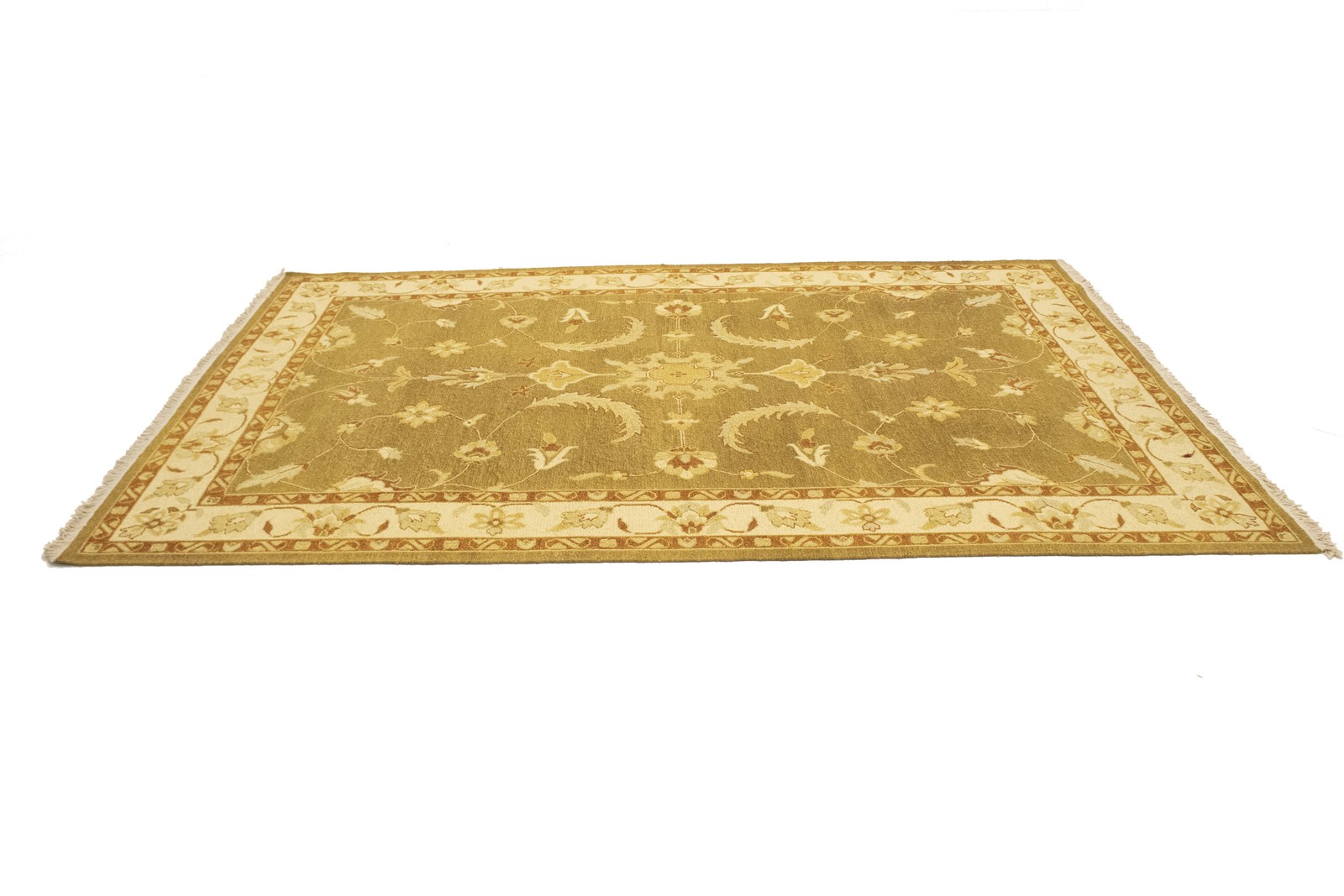 6’6X9’4 Hand-Knotted Sumak Oriental Area Rug Floral Partially Woven Carpet