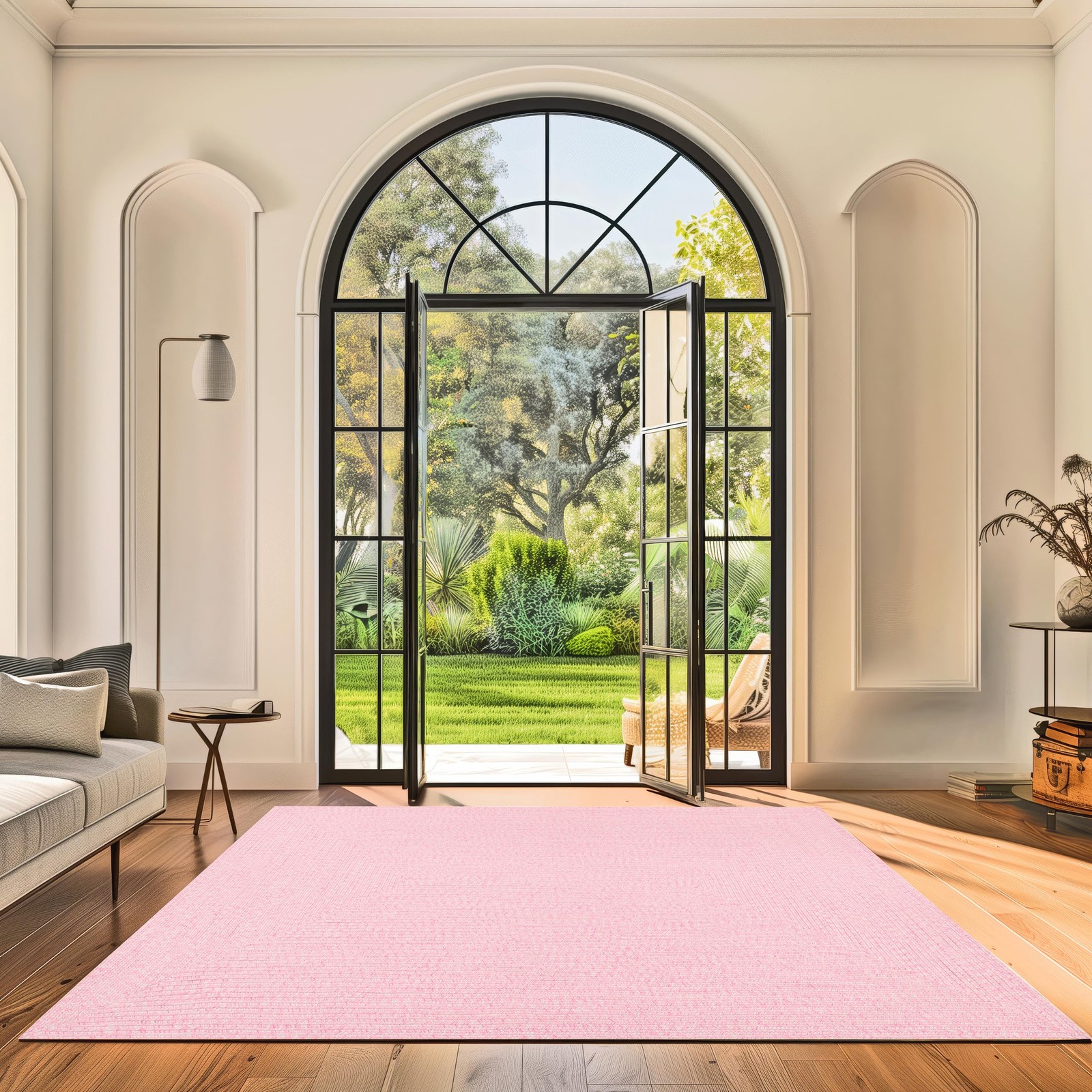 Wynn Braided Indoor/Outdoor Runner Rug, 2′ 6 x 8′, Pink