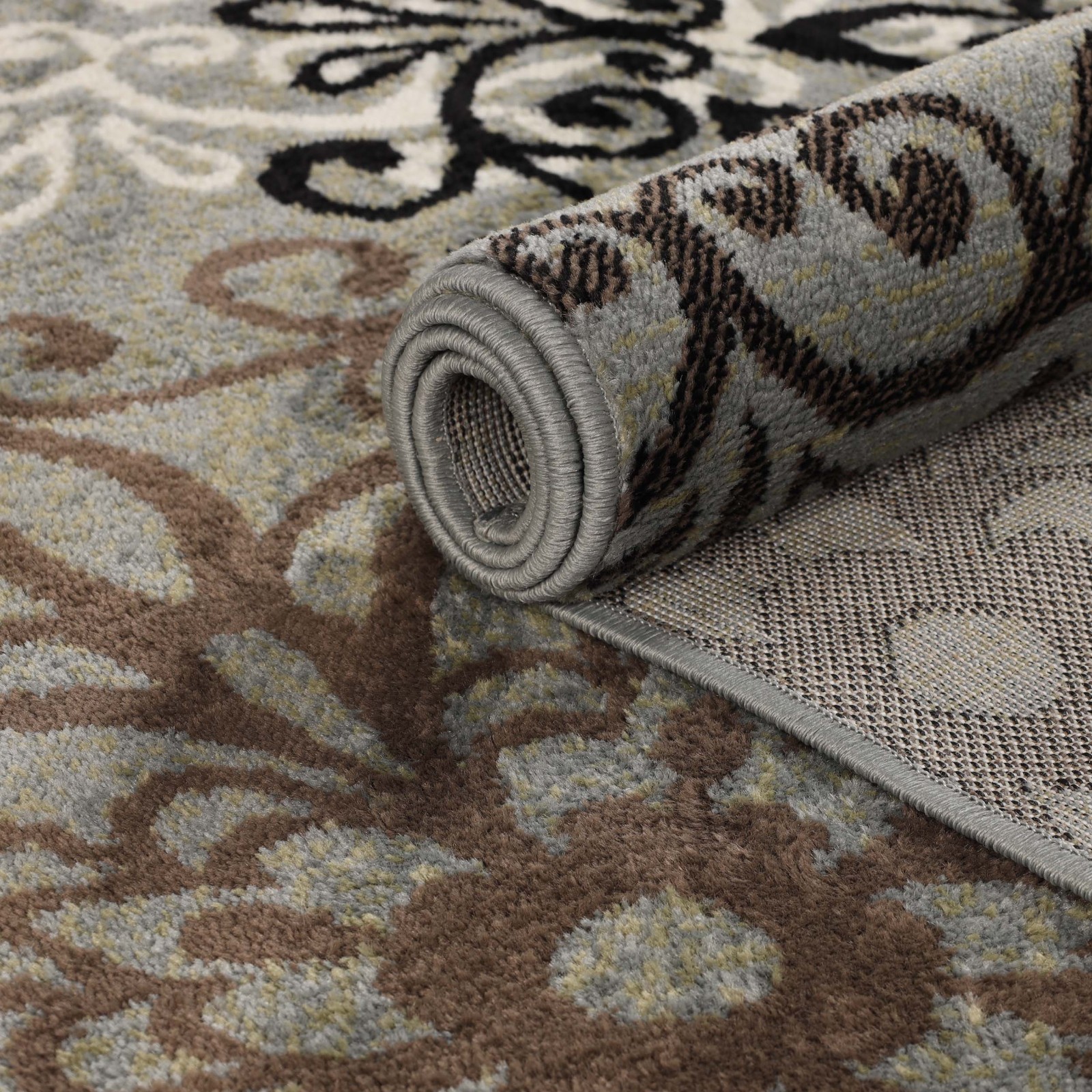 Leigh Modern Floral Medallion Foldable Washable Large Indoor Area Rug or Runner