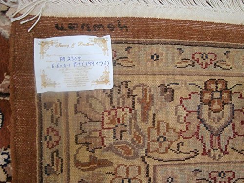 Area Rug Exotic Dark Rust Burnt Orange Wool Silk Hand Knotted Home Carpet (4×6)’