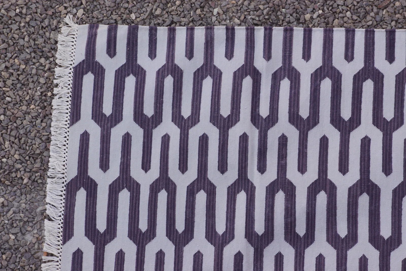 Rugmoda Cotton Indigo & Grey Geometric 4×6 ft Living Room Area Rug Handwoven