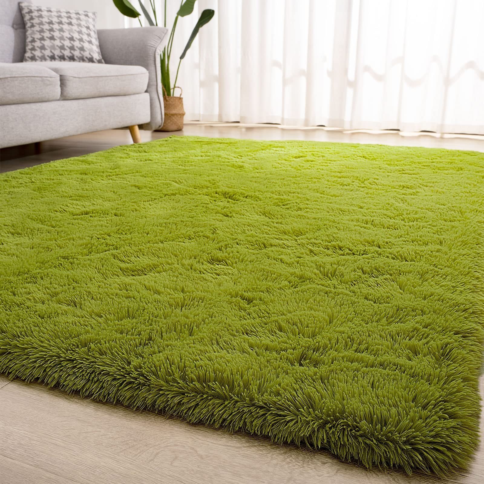 Kelarea Area Rug for Living Room, 5×8 Non-Slip Green Rug Fluffy Soft Shag Rug…