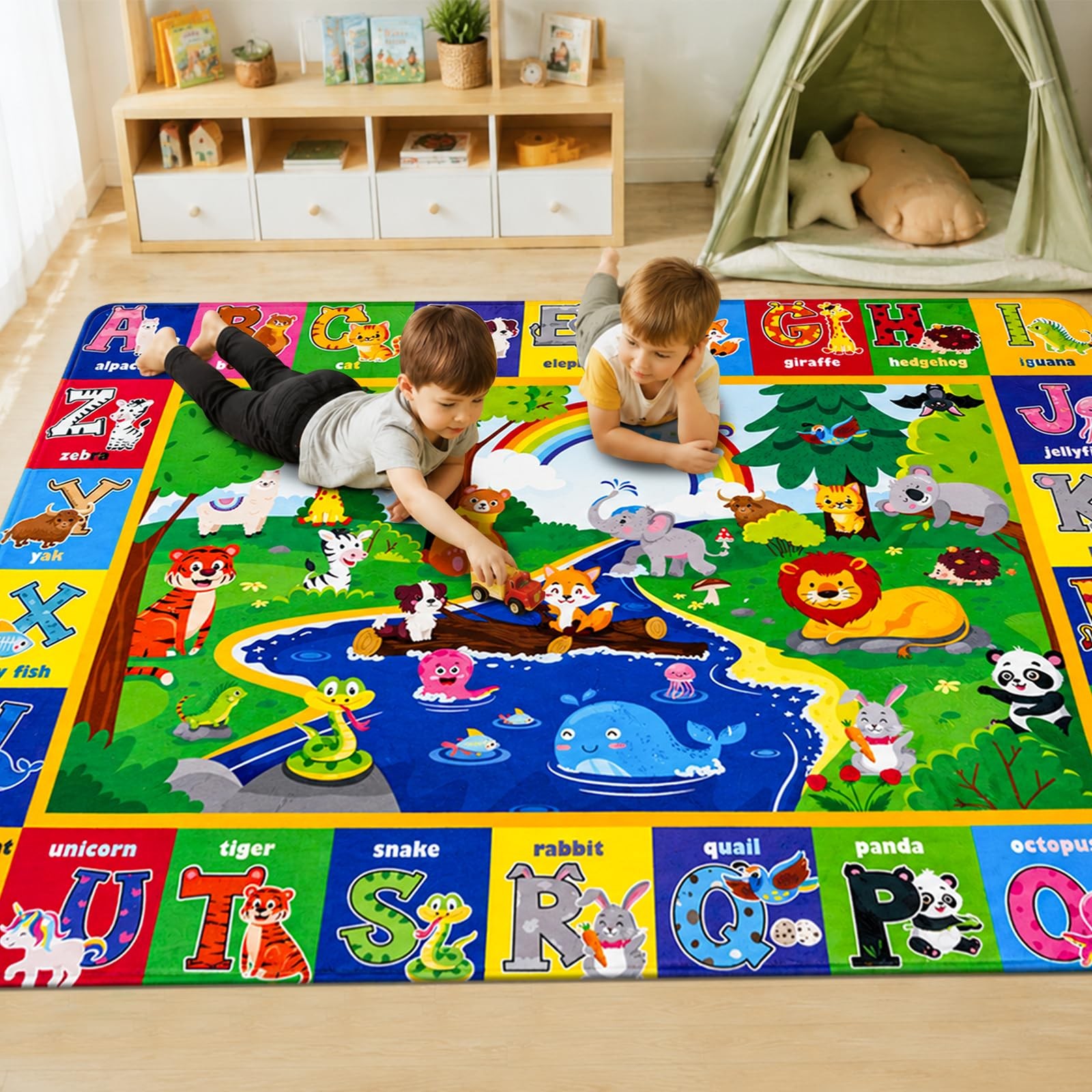 Soft Non-Toxic Baby Play Mat with ABC Alphabet – Foldable Crawling Mat for In…