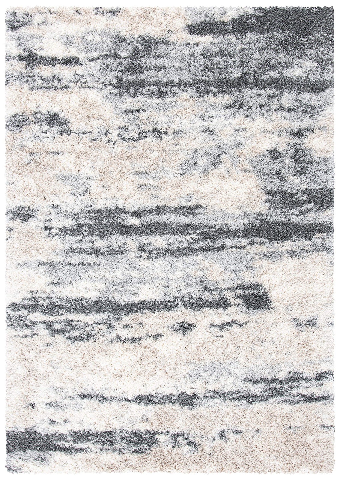 Fontana Shag Collection Area Rug – 5’3″ x 7’6″, Grey & Ivory, Non-Shedding & …