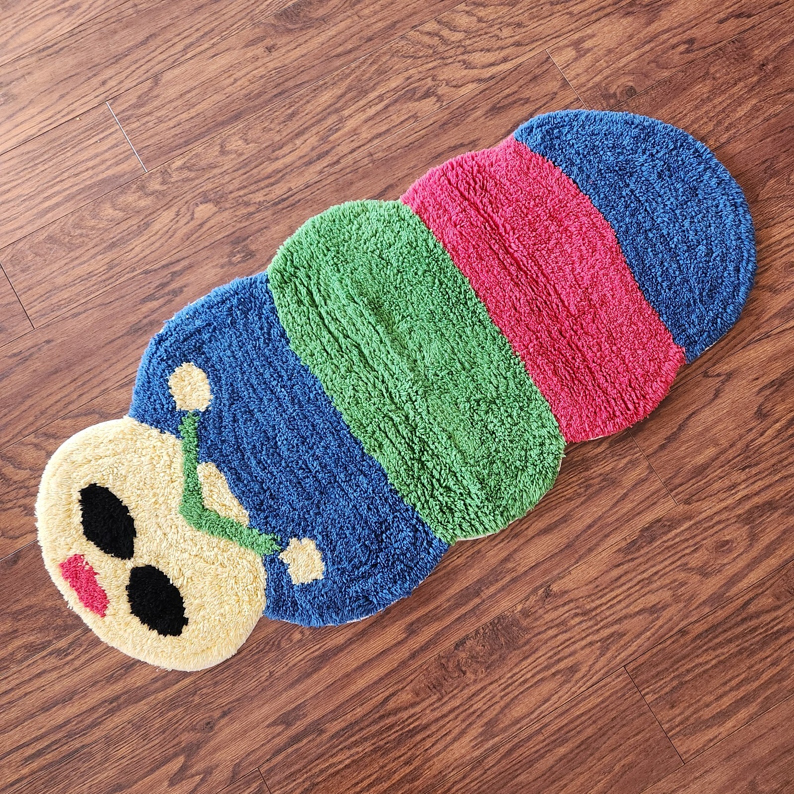 Decorative Caterpillar Rug Shaped Figural Bug Insect Colorful Child Cotton 40 in