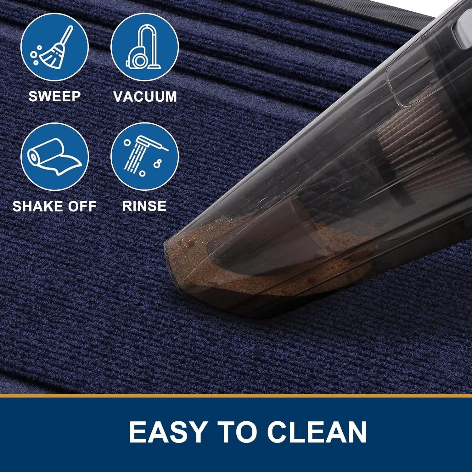 Buganda 47×24 Door Mat Indoor Outdoor Blue Welcome Mat Washable Entryway Rug