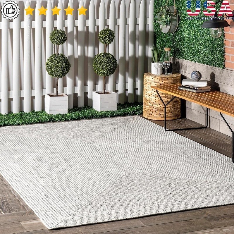 Braided Indoor Outdoor Rug Pet Friendly Durable Weather Resistant High Traffic