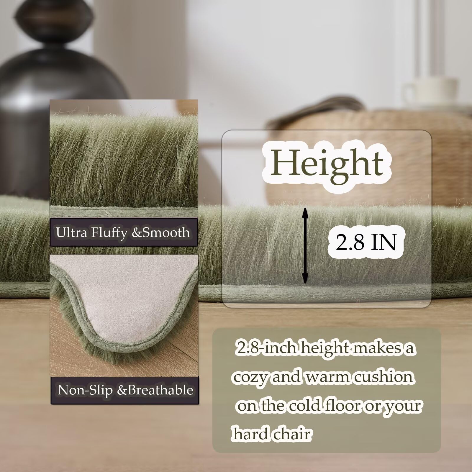 1700GSM Fuzzy Faux Sheepskin Fur Area Rug,Extra Soft Faux Fur Mat,Fluffy Shag…