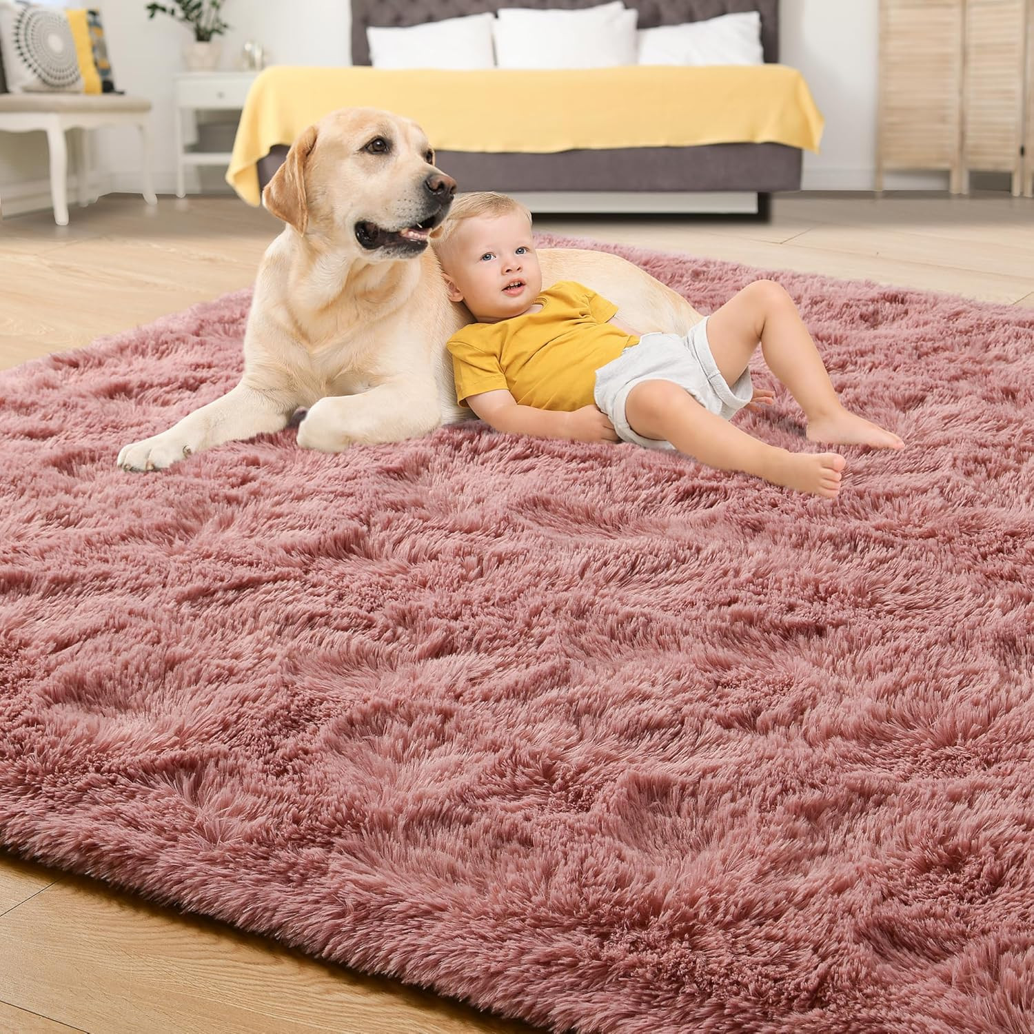 Alfombra supersuave y esponjosa para dormitorio y sala de estar, 1,2 x 1,8 m