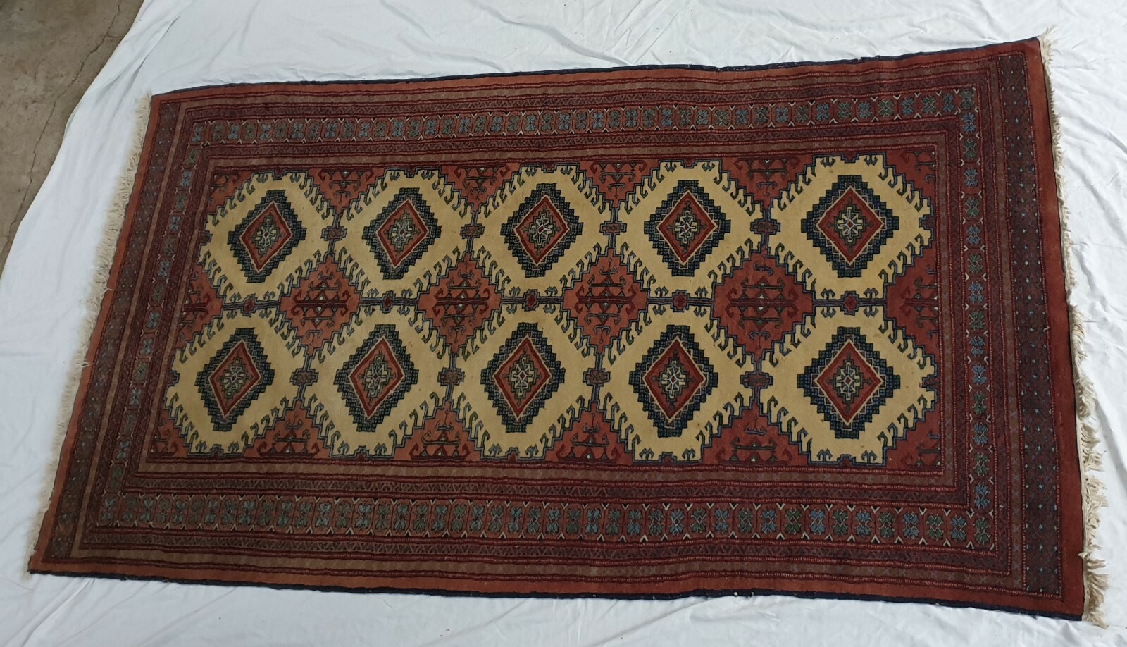 7 feet 3 inches by 4 feet 1″ RUG VINTAGE BOKHARA CARPET RUG HANDMADE PAKISTAN