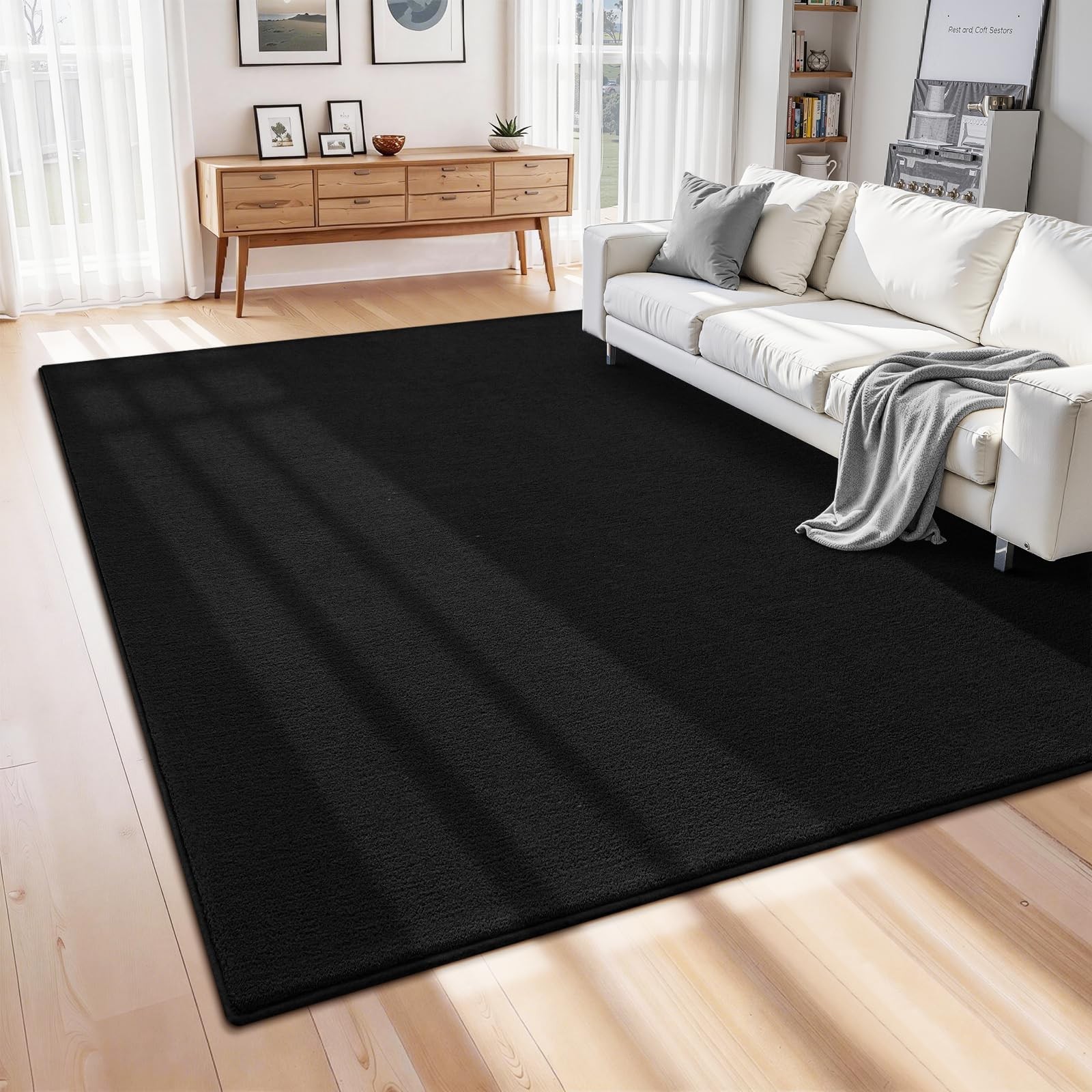 4×6 Rug for Bedroom, Soft Memory Foam Carpet with Upgraded Non 4ft x 6ft Black