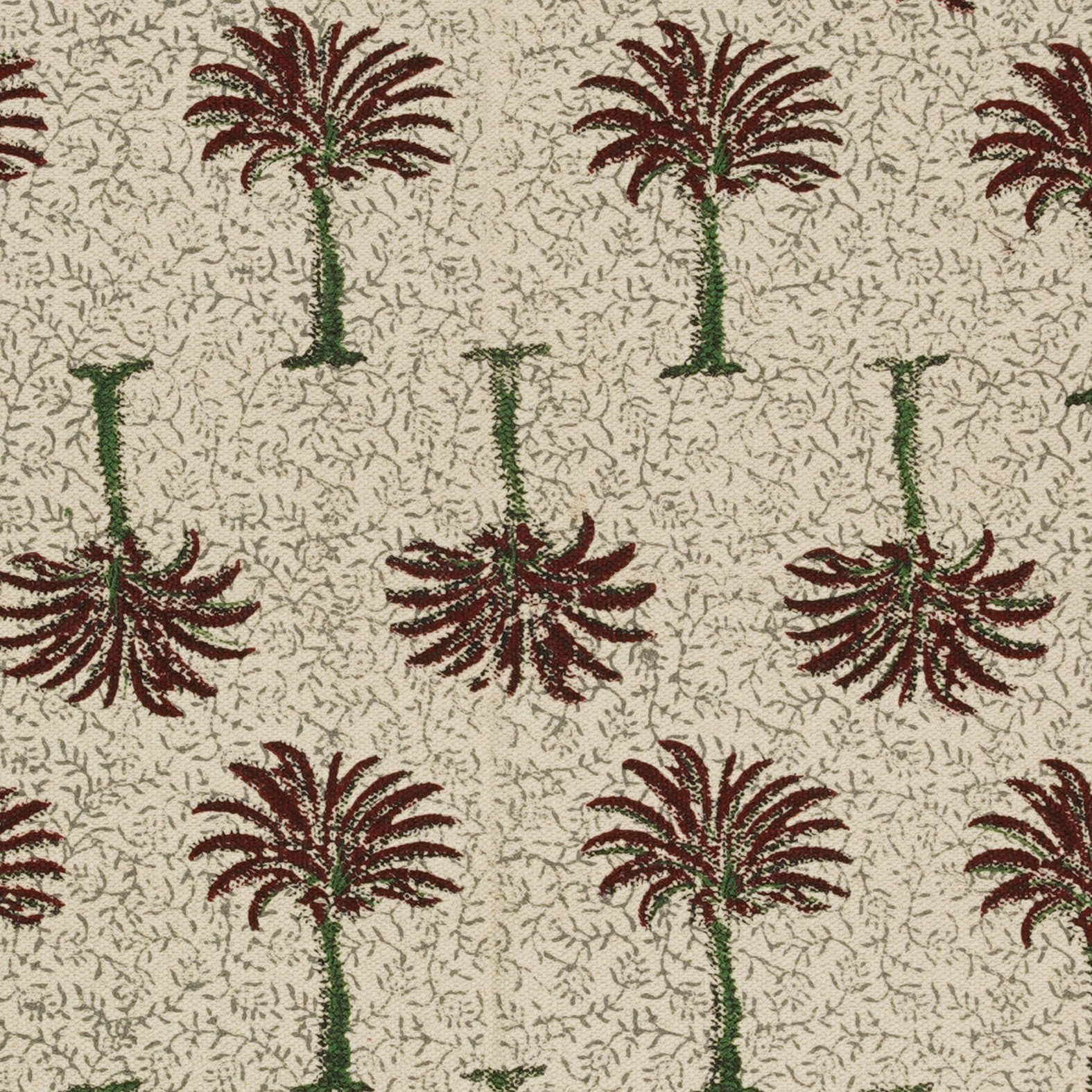 Hand Block Printed Palm Tree Cotton Area Rug Boho Farmhouse Fringe Carpet Decor