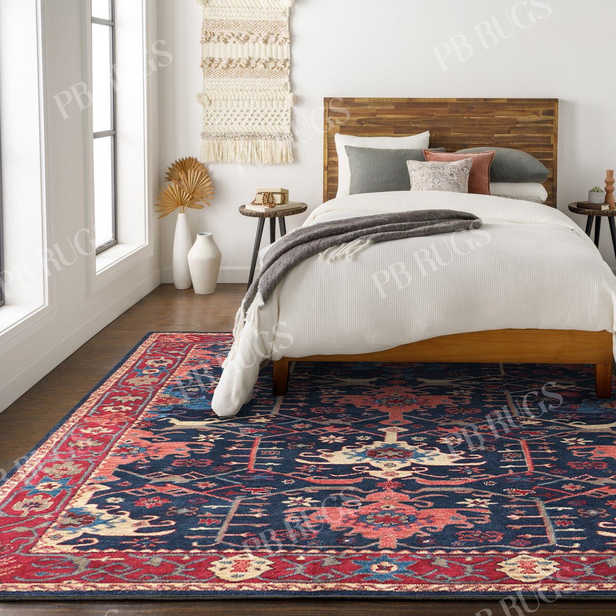 Skylar Channing Blue Home Design Area Rugs with Non slip Backing