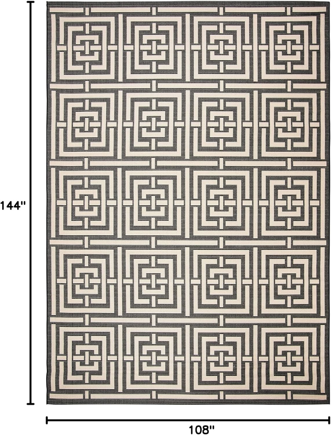 Splashproof 9′ x 12′ Black/Bone Indoor/Outdoor Area Rug for Patio & Mudroom