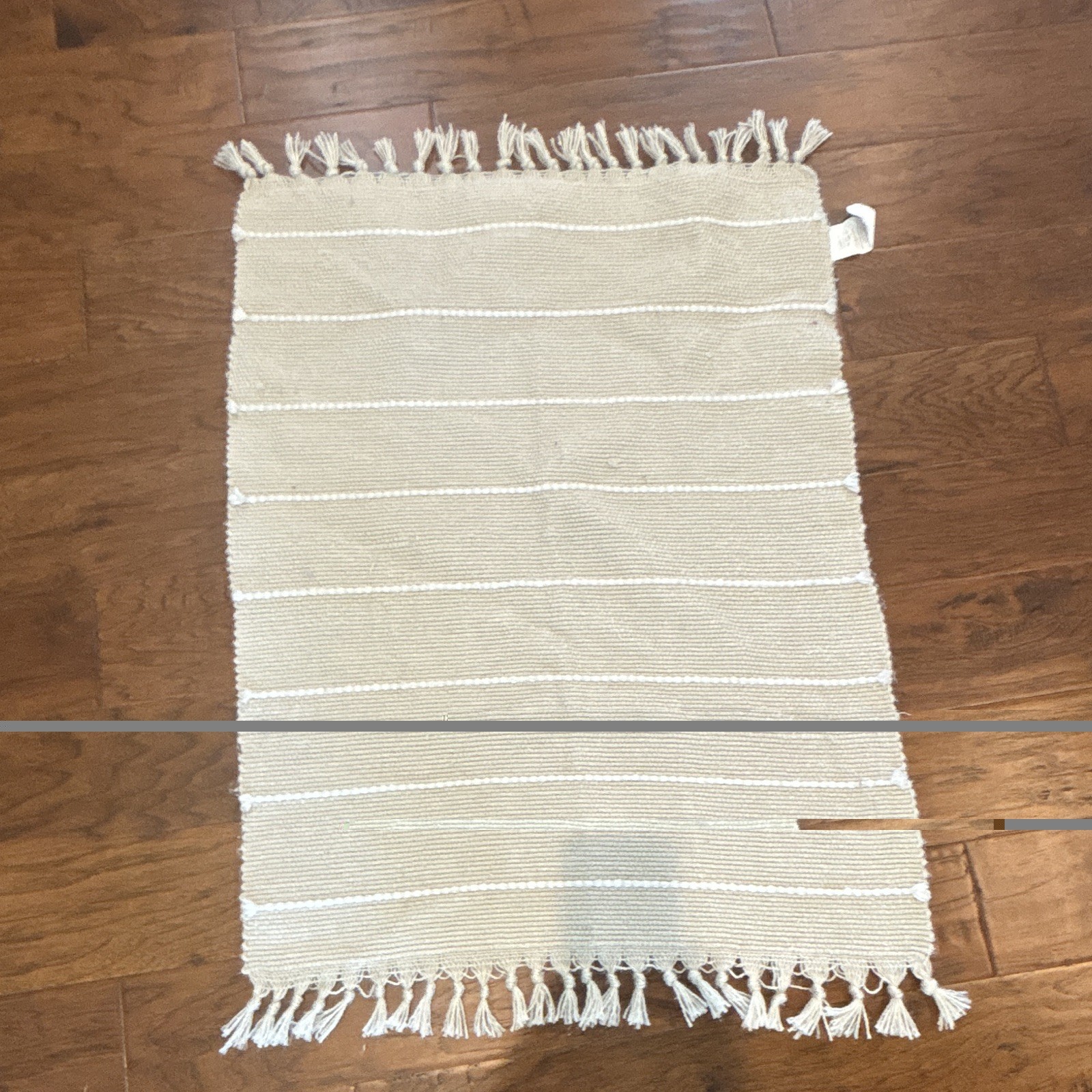 Mainstays Tracy C. Alejandra 2×3 Beige/White Striped Flatweave Fringed Rug
