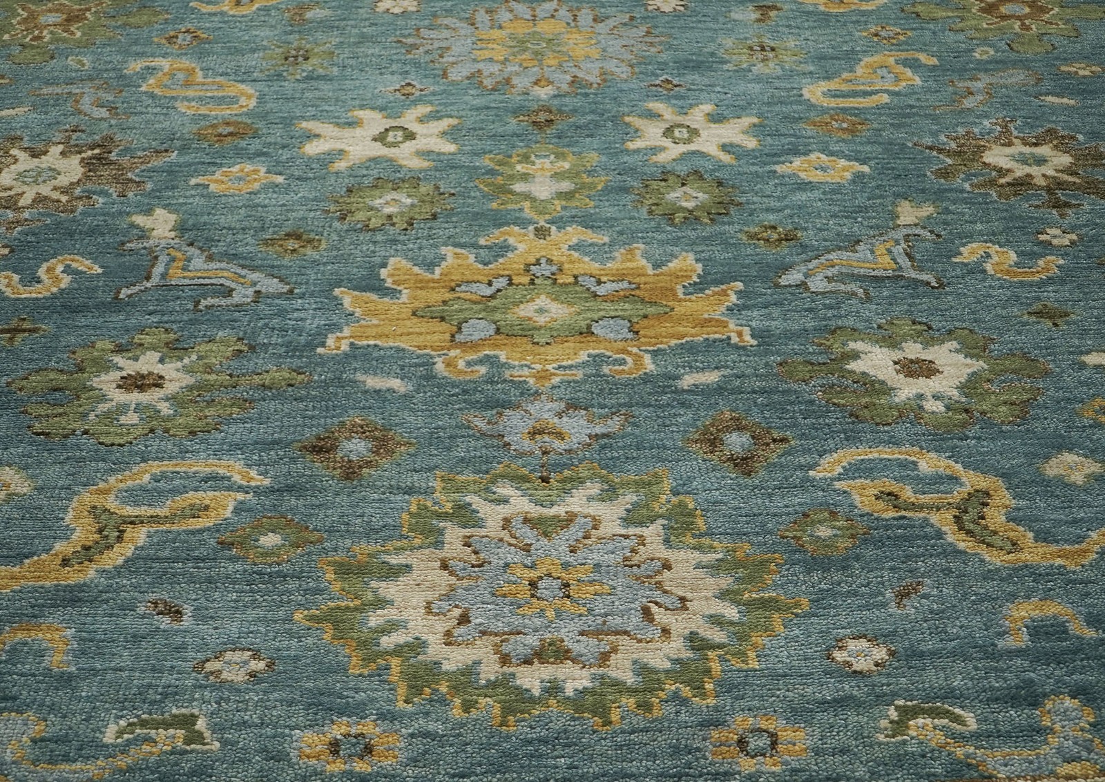 8’11”x12’2” Hand Knotted Wool Celadon, Lime Oushak Arts & Crafts Rug