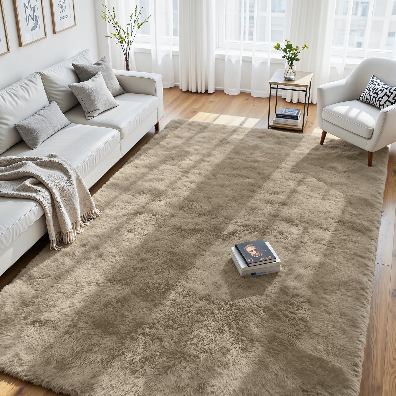 Oriannal Grey Camel Rectangular Area Rug 6′ x 9′