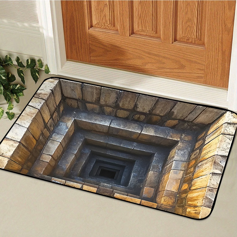1PCS 3D Optical Illusion Brick Tunnel Doormat Non Slip Floor Rug