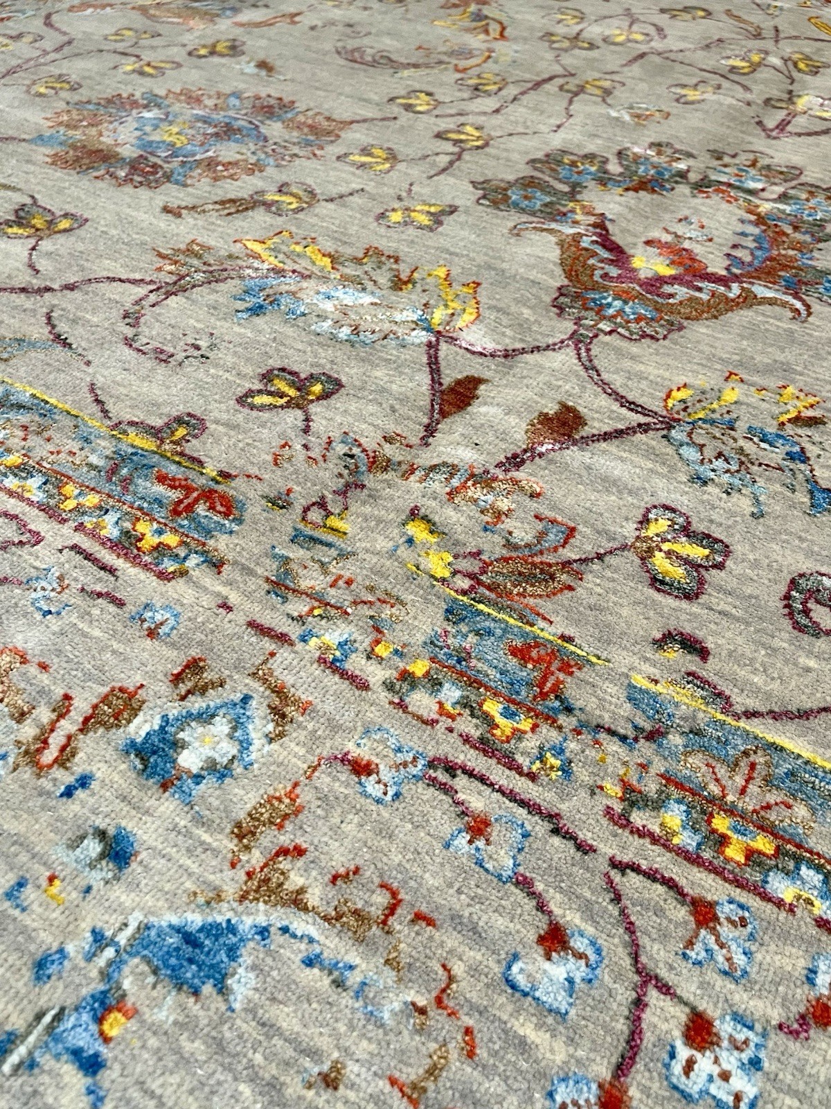 PASARGAD Transitional Abstract Floral Hand-Knotted Silk 9×12 Rug MSRP $11,132