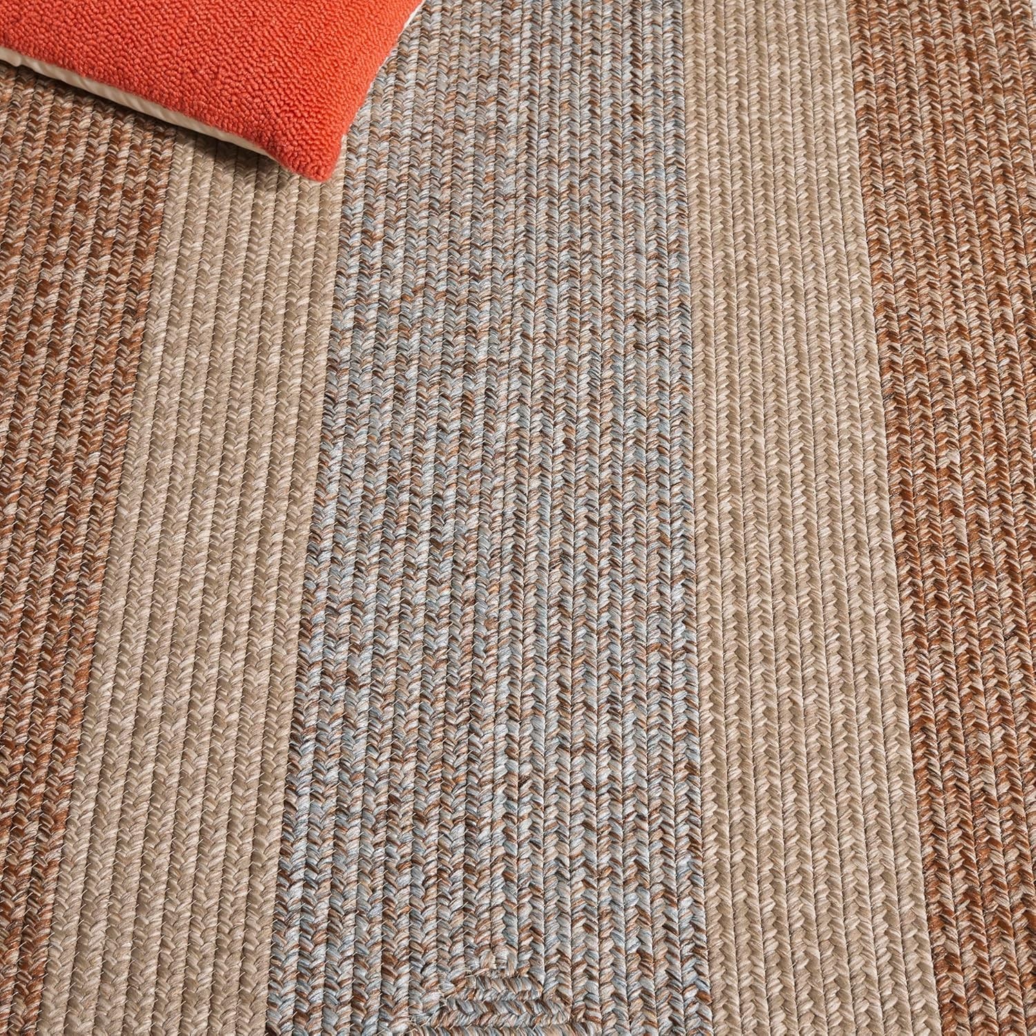 Washable Rug Outdoor Braided Collection – 2′ x 3′, Brown & Light Brown, Handm…