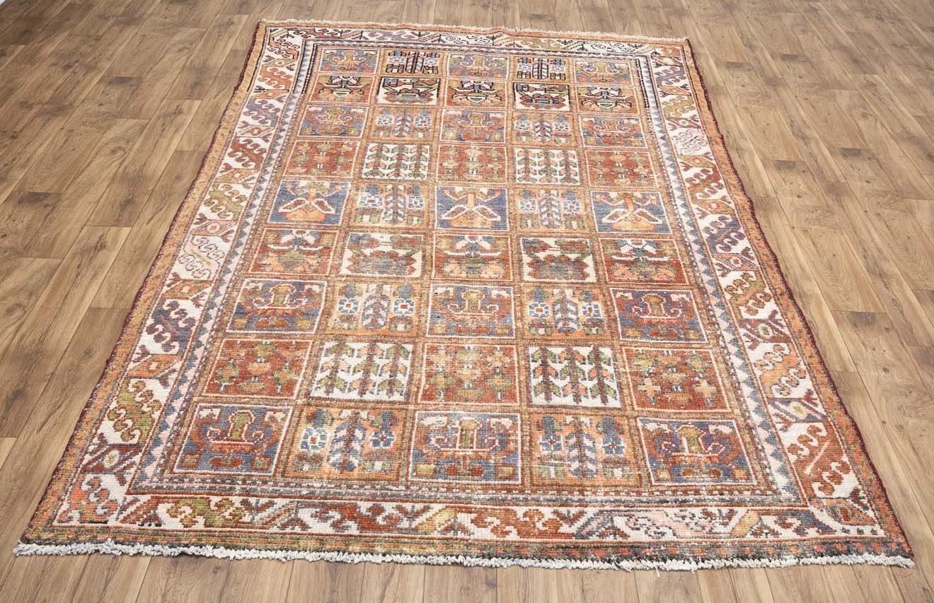 Semi-Antique Floral Wool Oriental Rug 7×10 Ft Distressed Living Room Carpet