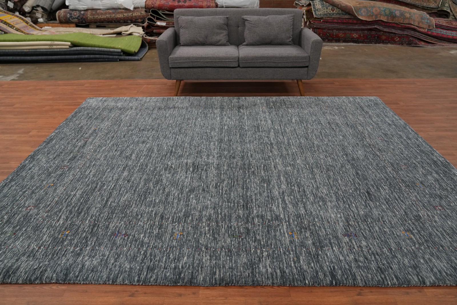 Tribal Gabbeh Handmade Living Room Area Rug 8×10 Gray Wool Oriental Carpet