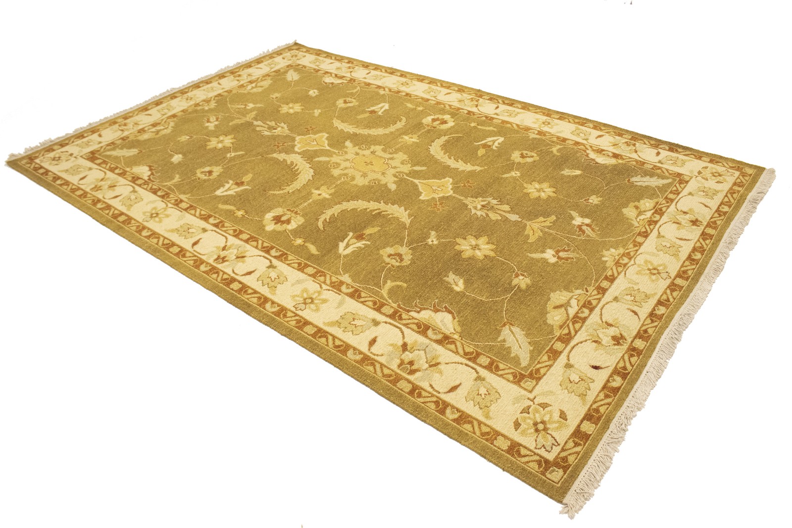 6’6X9’4 Hand-Knotted Sumak Oriental Area Rug Floral Partially Woven Carpet