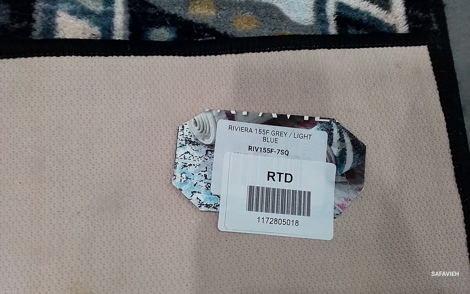 GREY / LIGHT BLUE 6′-7″ x 6′-7″ Flaw in Rug Reduced Price 1172805018 RIV155F-7SQ