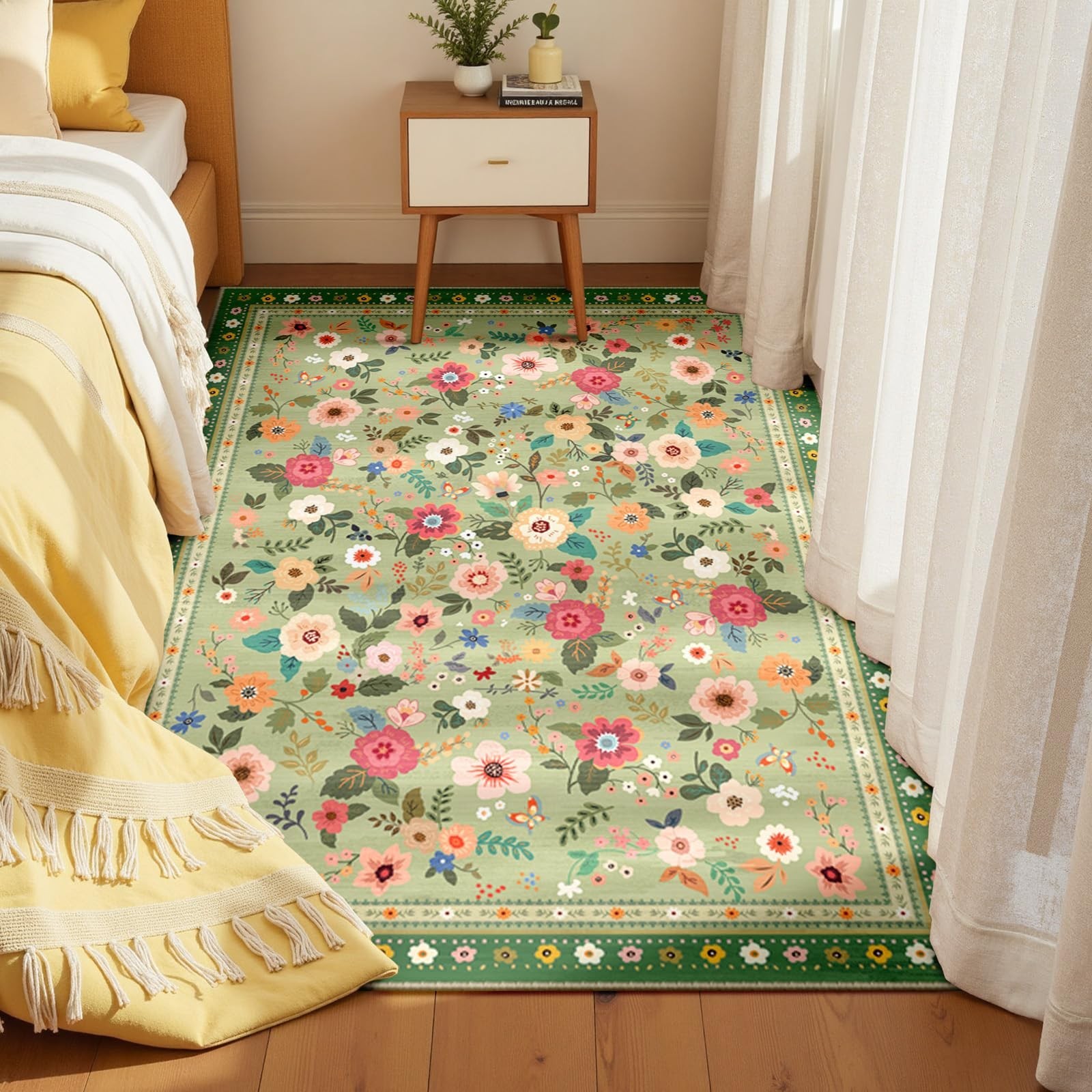 Meejou 4×6 Area Rugs Living Room Vacuum-Friendly Machine Washable Area Rug