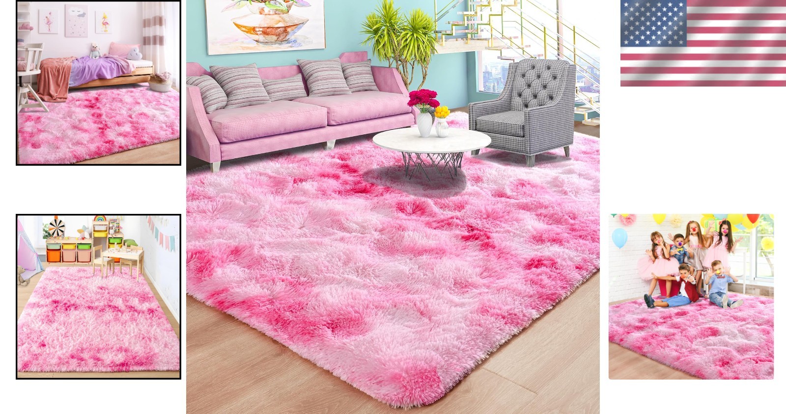 Luxurious 5×8 Feet Fluffy Shaggy Pink Area Rug for Kids & Living Room Decor