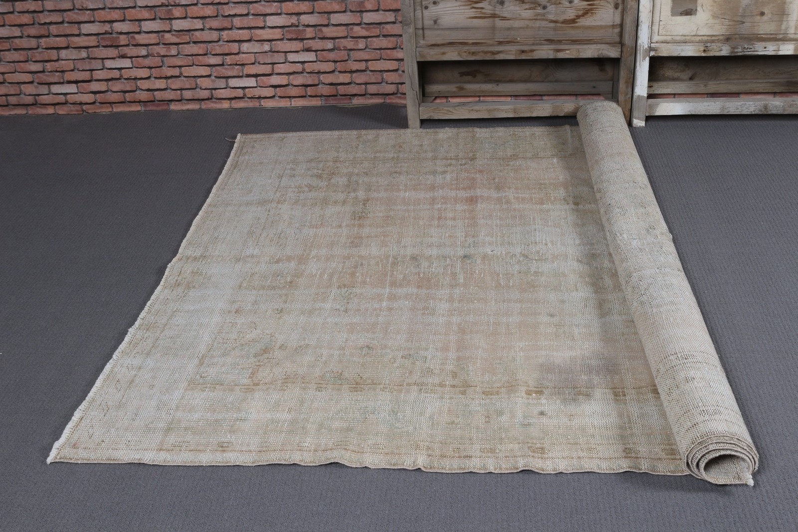 5,8×8,9 ft Vintage Rug, Rug, Brown Floral Rug Wool