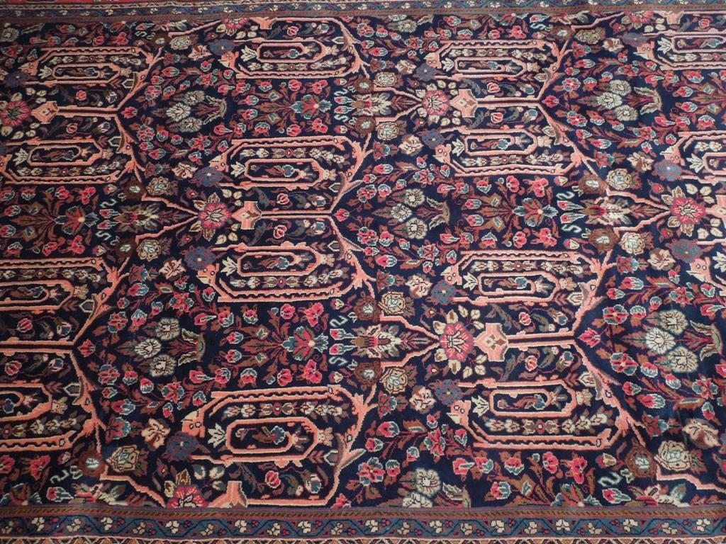 7′ x 10′ Navy Blue Fine Traditional Saroouk Bijaar Rug 72326